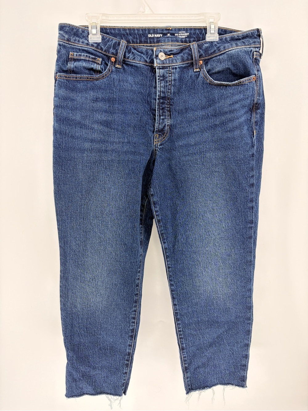 Old Navy OG Straight High Rise Blue Jeans - 16 Petite - medium/dark wash